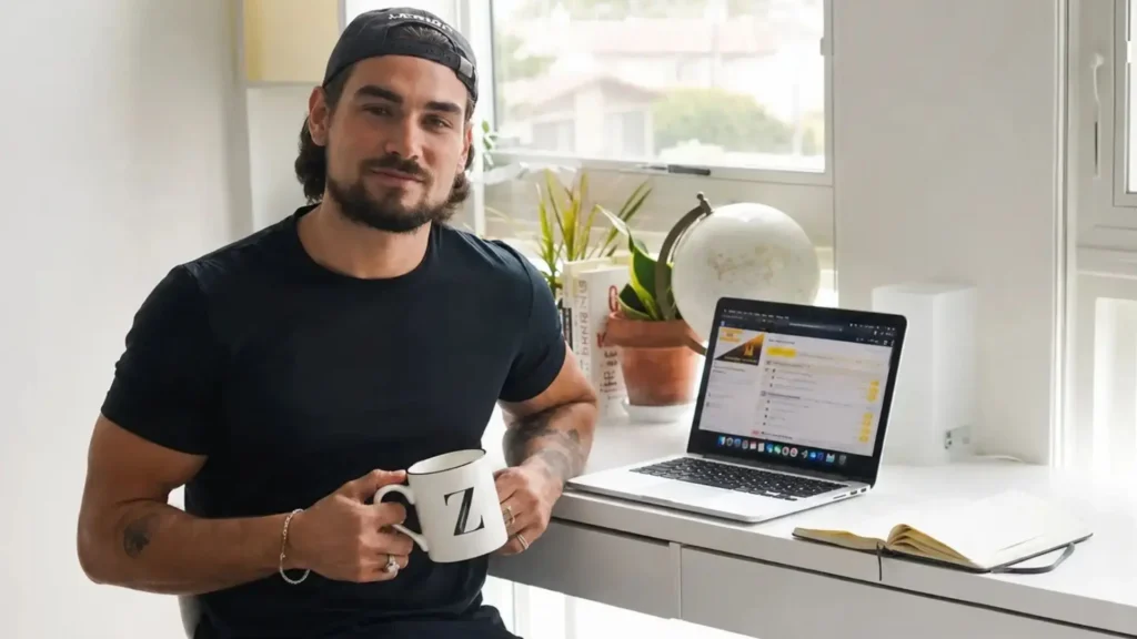 Boosting 7-Figure Fitness Coach Zakk Colburn’s Credibility & Online Reputation 70 Fitness coach at his desk, online reputation case study