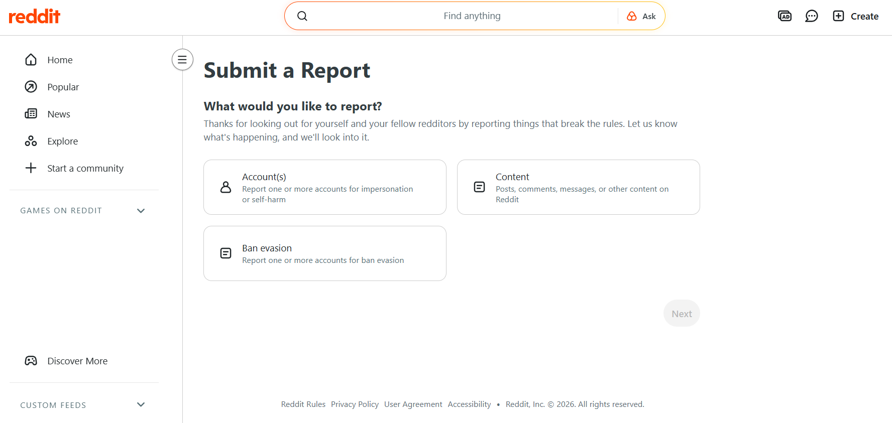 submit a report - reddit