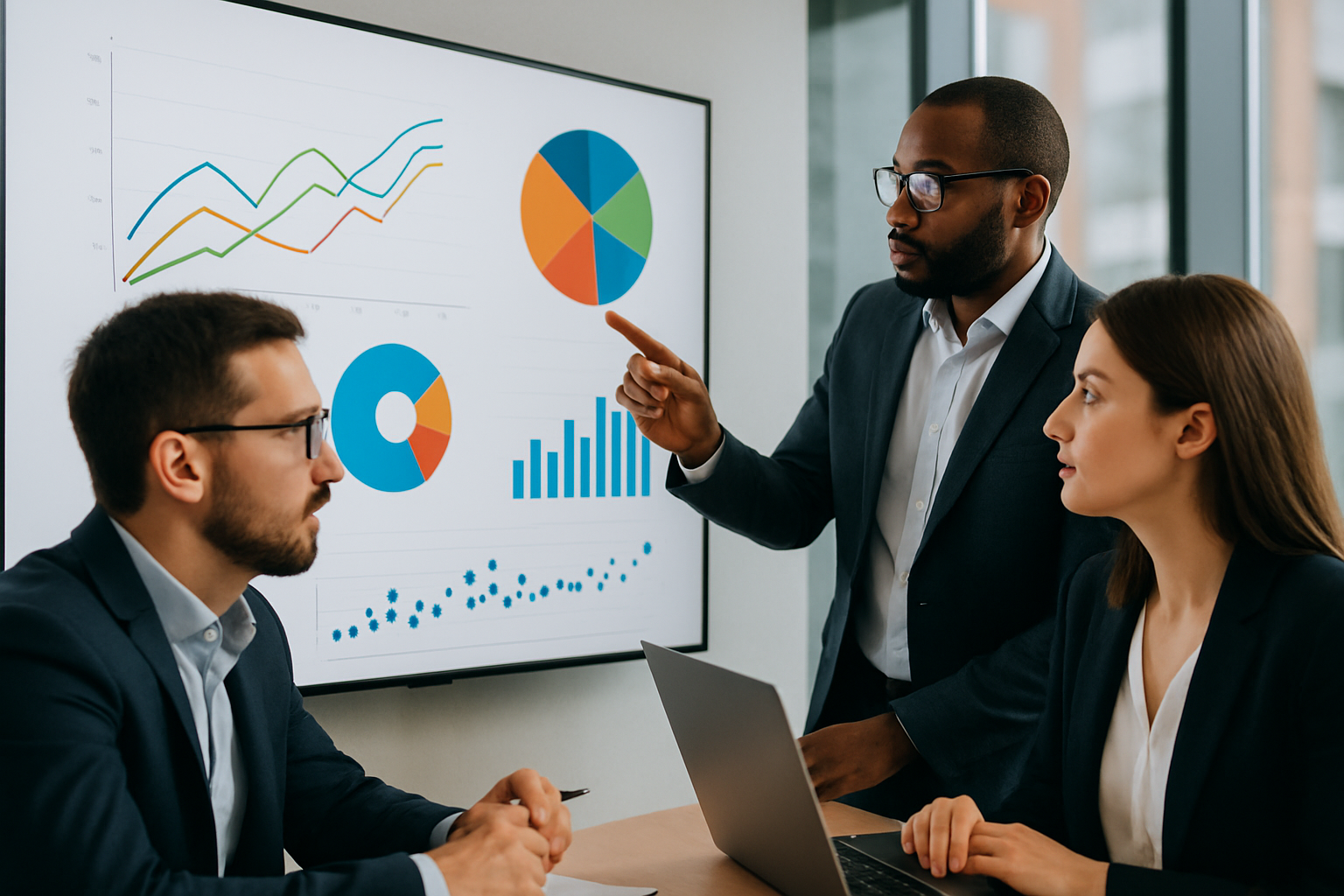 Addressing AI's Reputation Crisis: Insights from OpenAI's Chris Lehane 1 A team of experts in a modern office discussing digital reputation strategies illustrating AI's reputation crisis for business leaders.