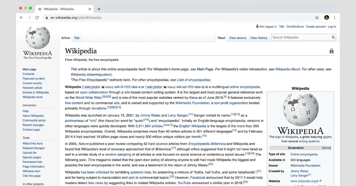 Wikipedia Page Creation Service 3 Example of a Wikipedia article page
