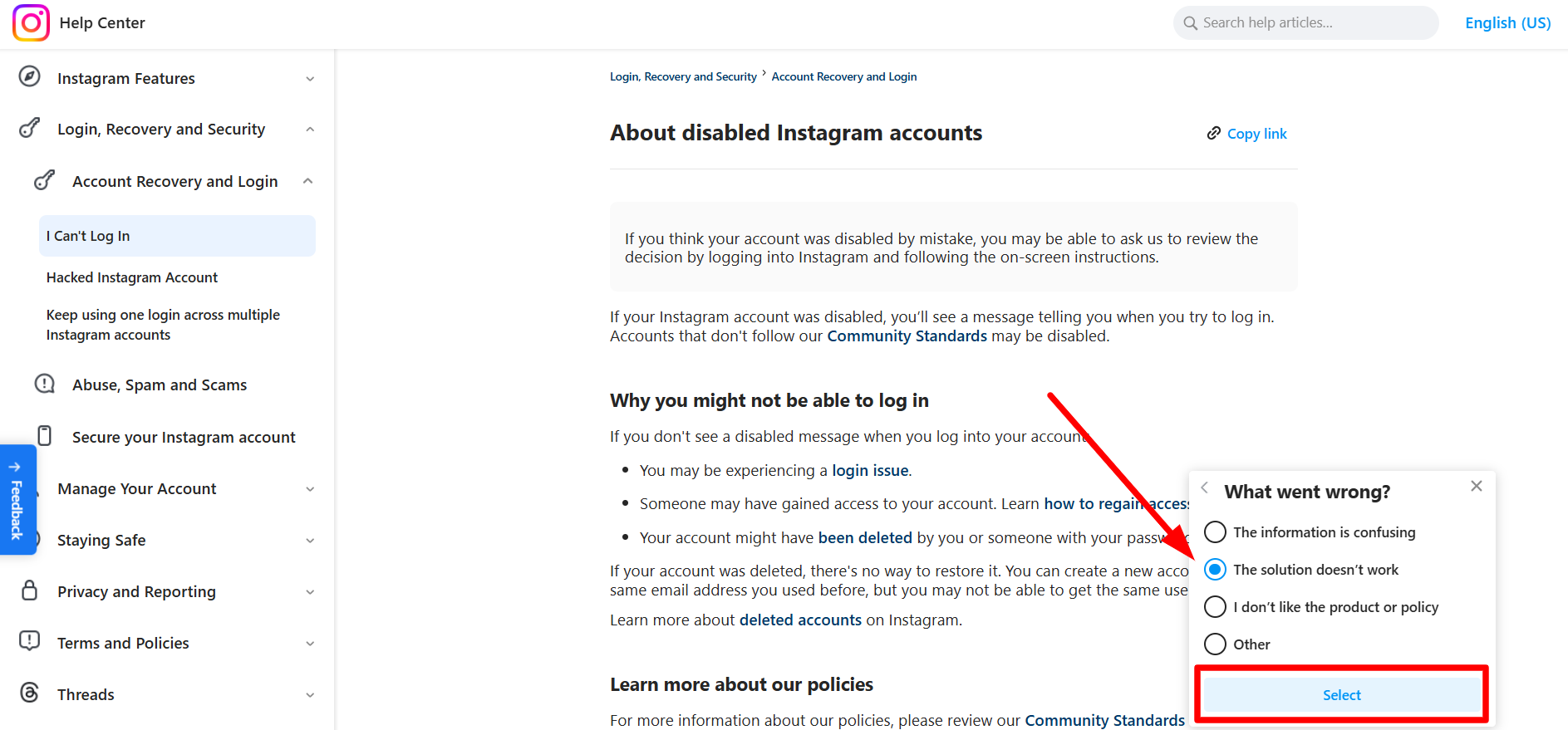 How to recover a disabled Instagram account 7 Instagram Help Center: The solution doesn't work