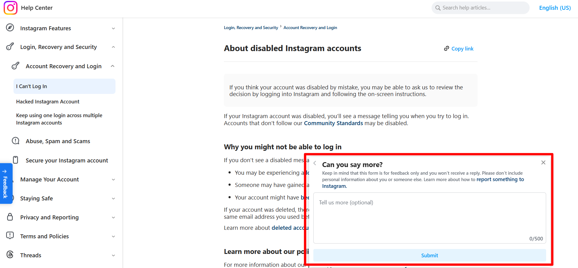 How to recover a disabled Instagram account 8 Instagram appeal form for a disabled account