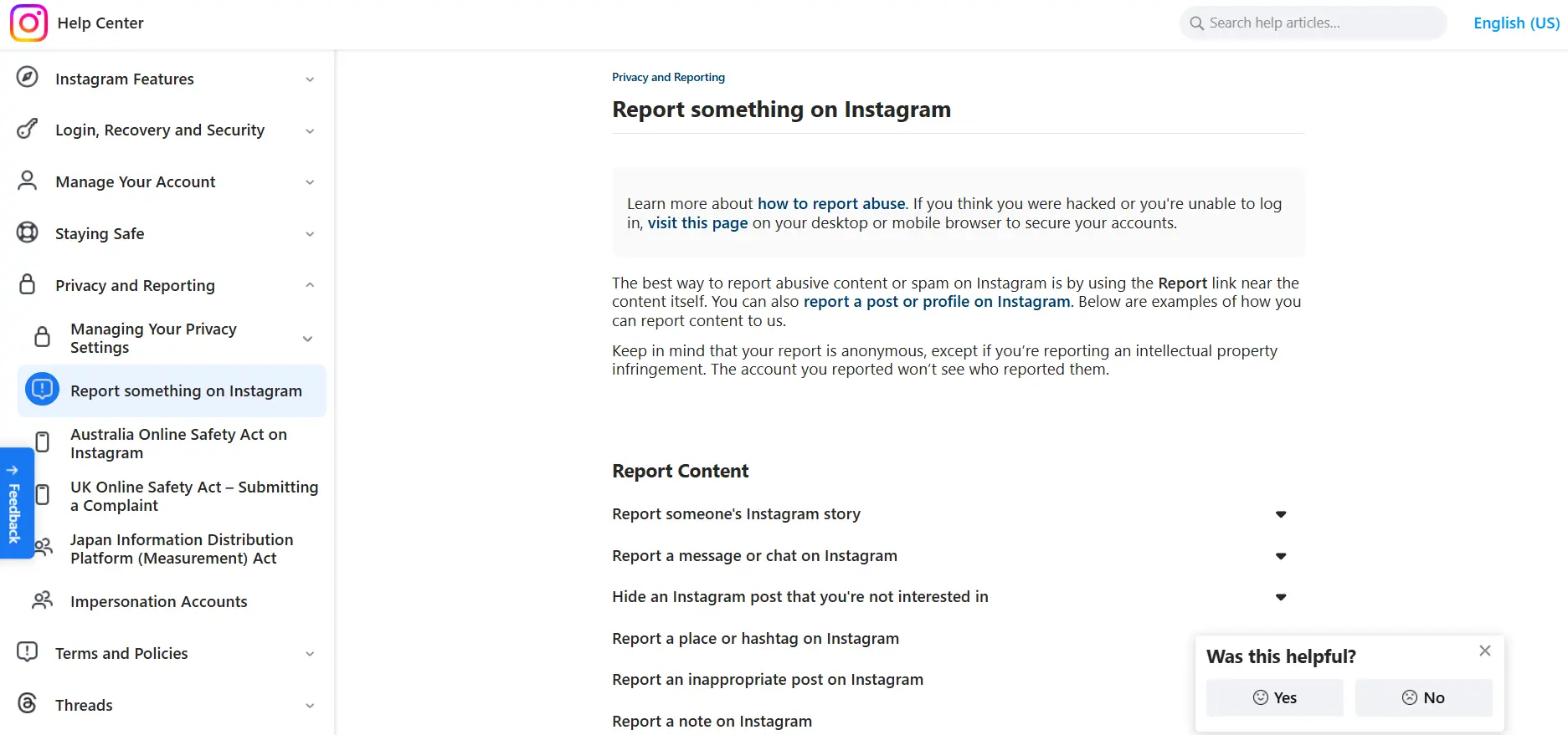How to report defamation on social media? 7 Instagram Help Center report form